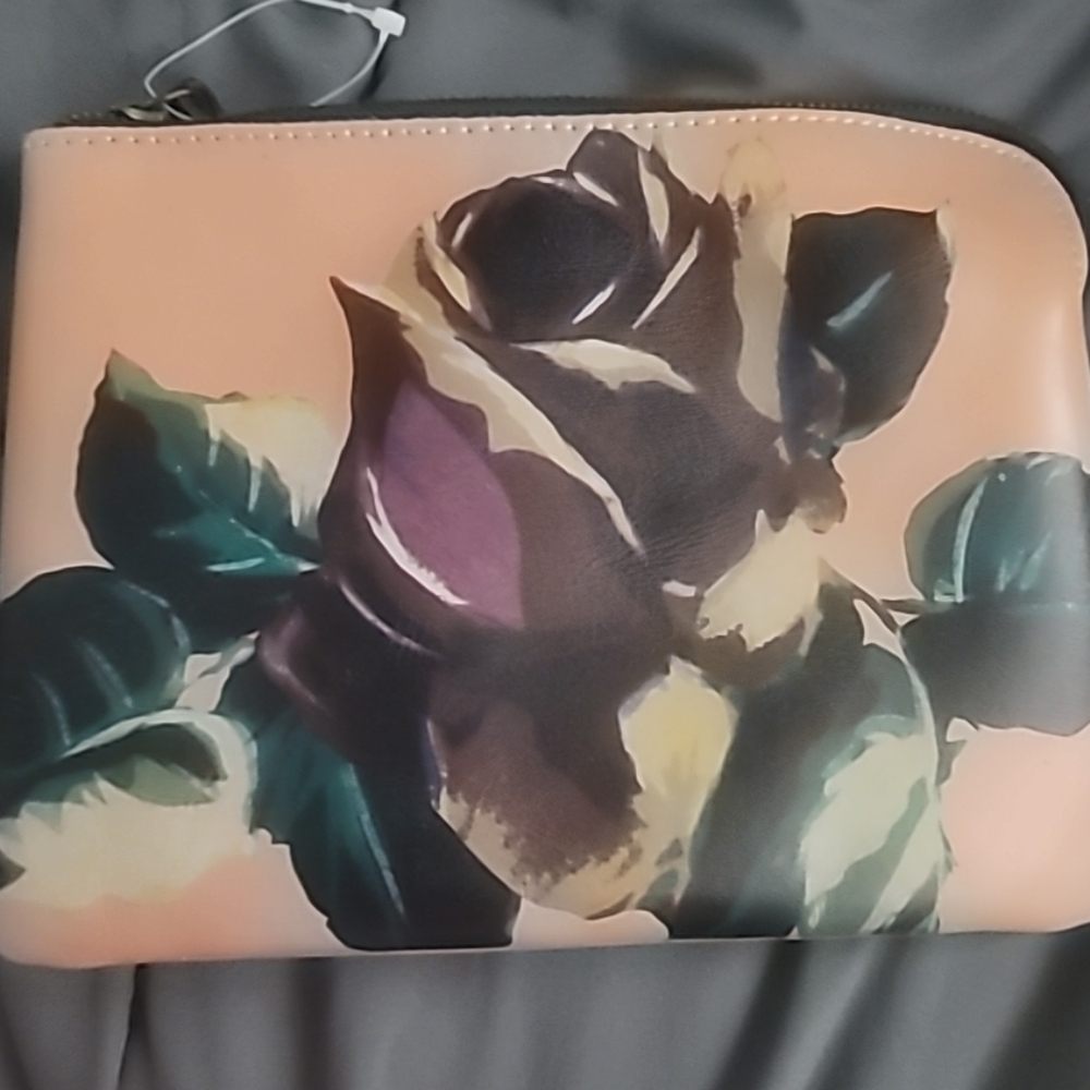Patricia Nash Peach Floral Cosmetic Bag